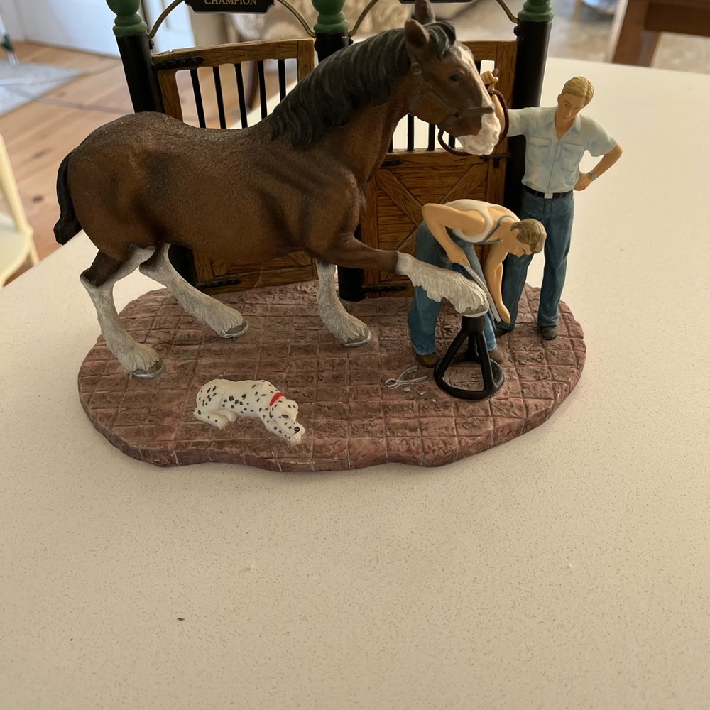 The Clydesdale Collection "Getting Shod" Figurine - White Base with Brown Feet